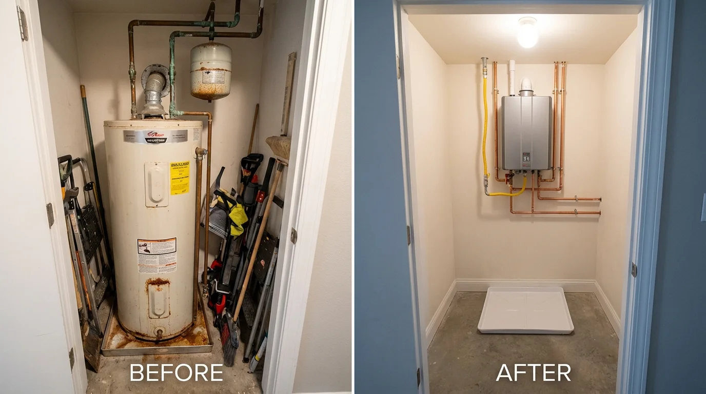Tank water heater versus wall-mounted tankless unit comparison for Paso Robles, CA homeowners